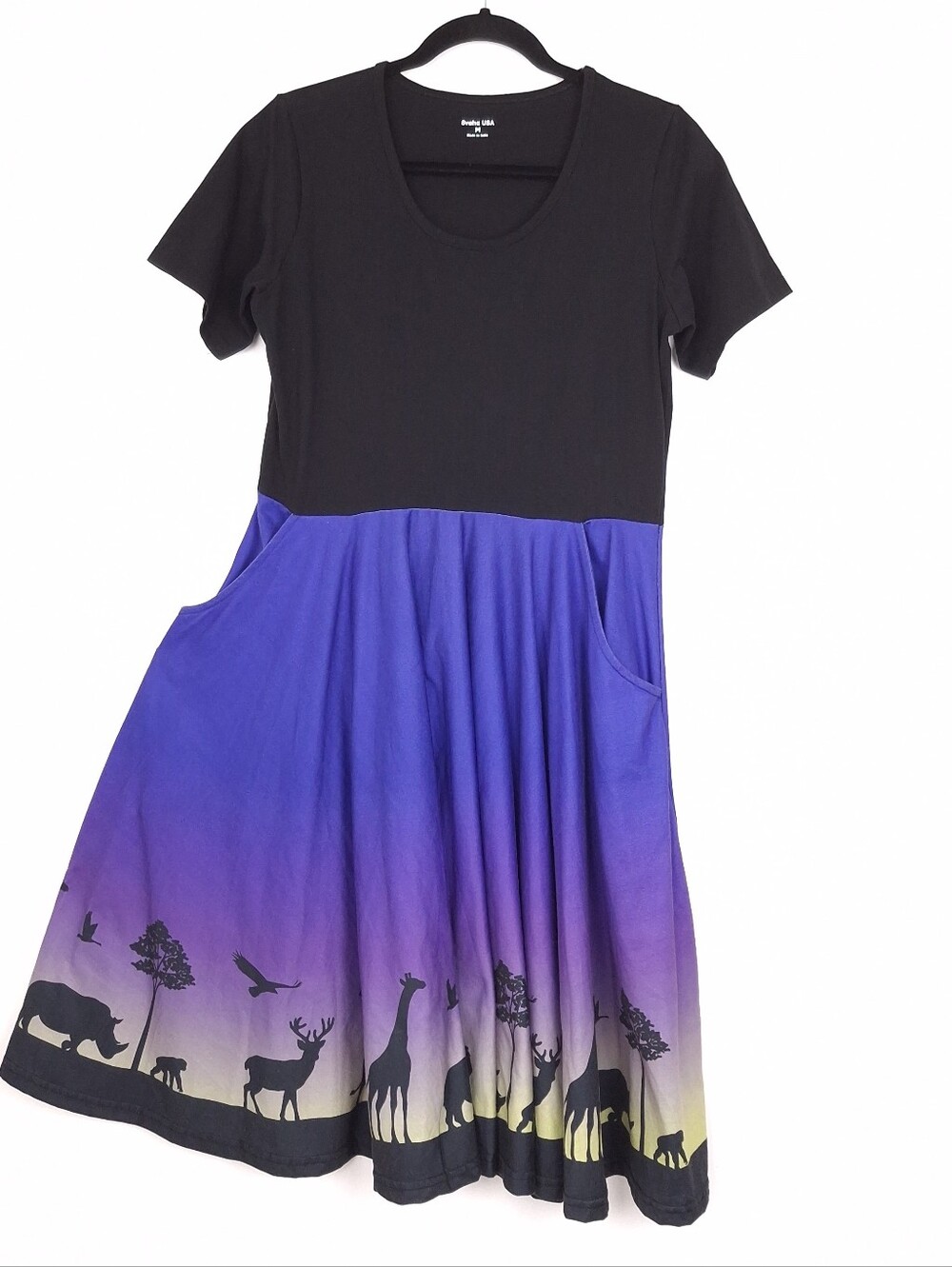Svaha Detroit Zoo Water Tower Twirl Dress short sleeve safari animals pockets